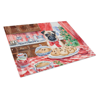 Pug Christmas Cookies Glass Cutting Board