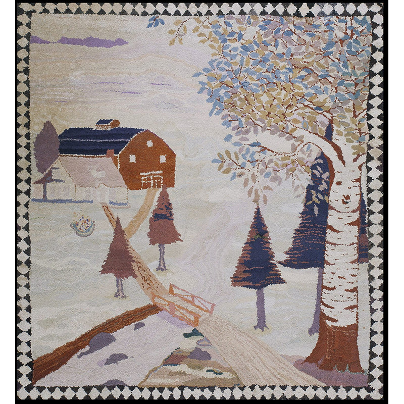 Tapis ivoire antique en coton antique