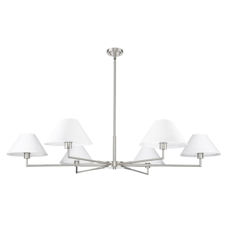 Lustre 6 lumières Ryckman en noir mat, Nickel brossé