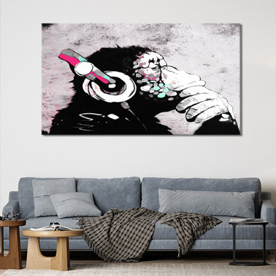 Music Monkey - Wrapped Canvas Art Prints