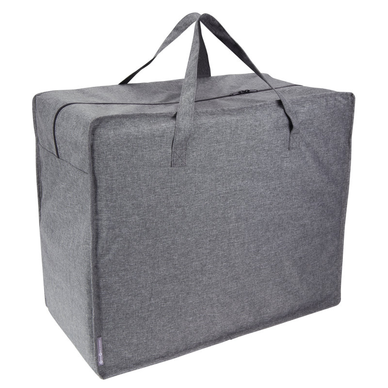 Bigso Soft Storage Bag XL | Blanket Storage Bags with Zipper, Gray