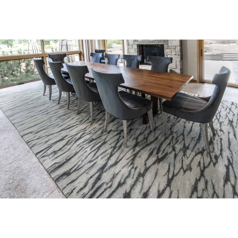 Contemporary Hand Knotted Wool Abstract Area Rug, Rectangle 12' x 18'