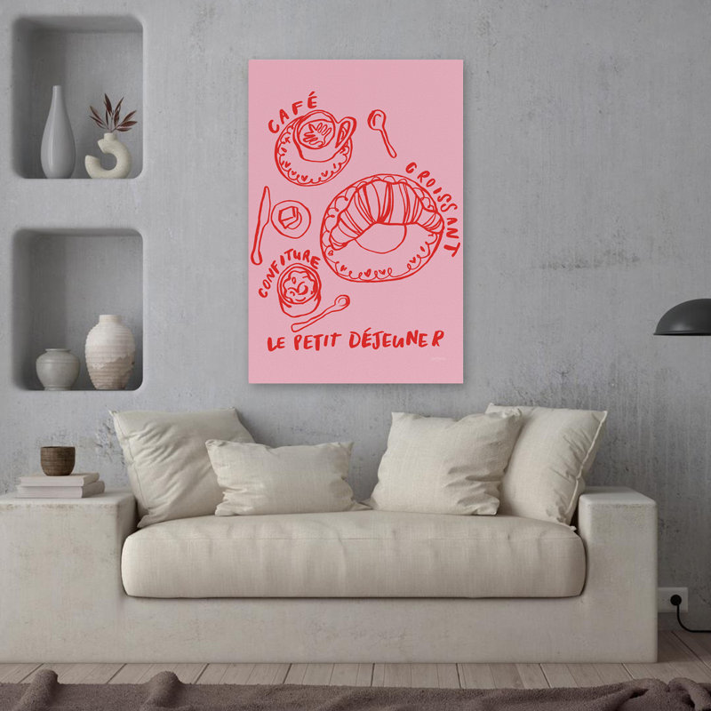 Petit déjeuner Doodles I, art abstrait français, H 36 po x l 24 po