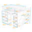 Lit mezzanine double avec tablettes de rangement et escaliers
