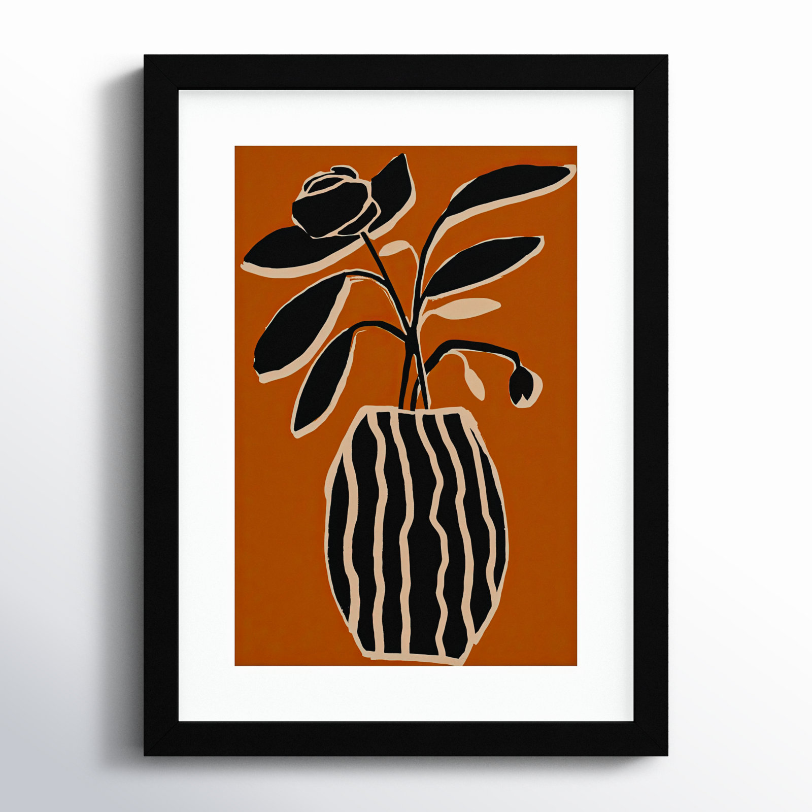 Ochre Still Life No 5 by Treechild, Black Framed, 13" H x 10" W x 1" D