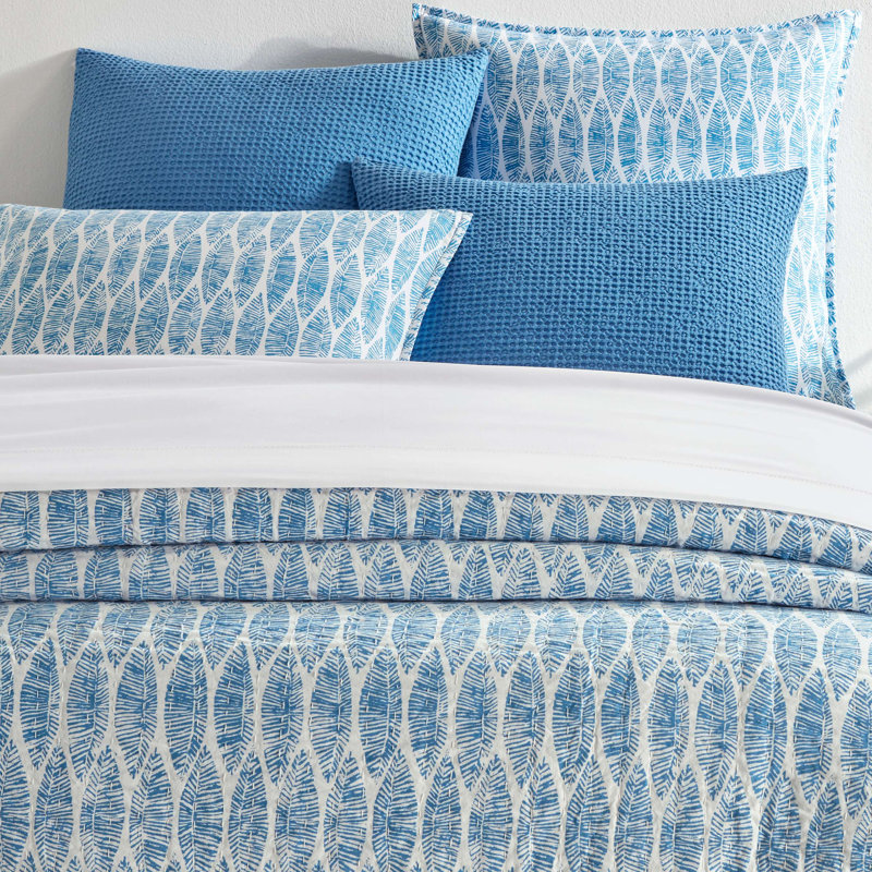 Block Print Patchwork Blue Coverlet, Twin Coverlet