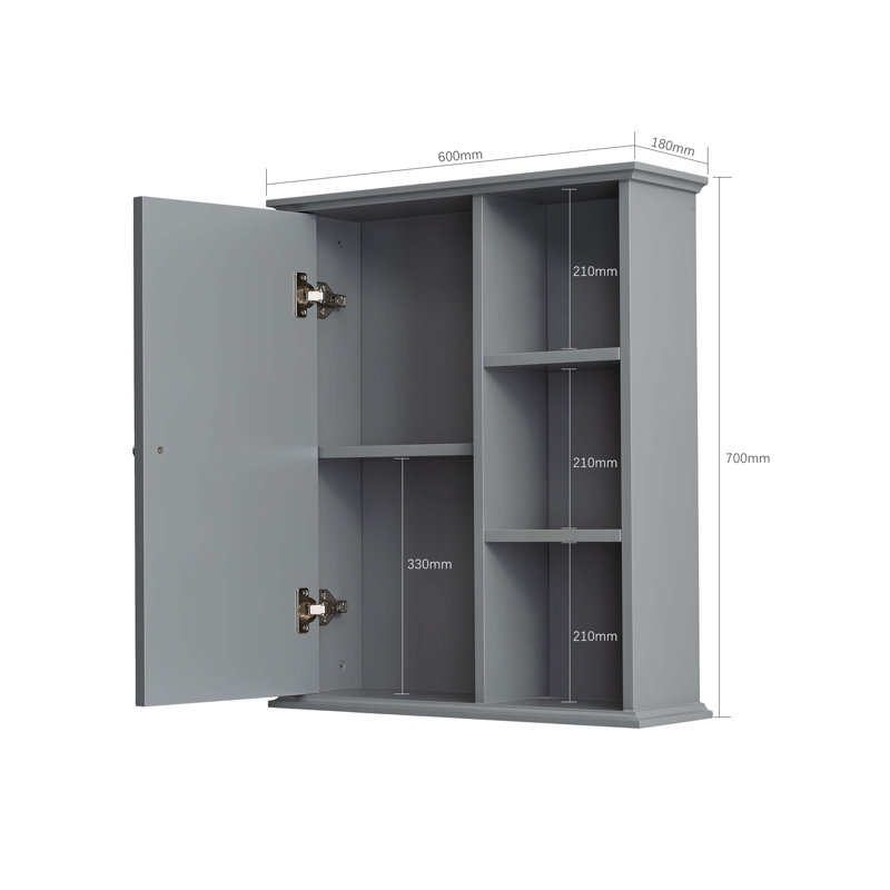 Armoire murale de salle de bain 23,6 po, Gris