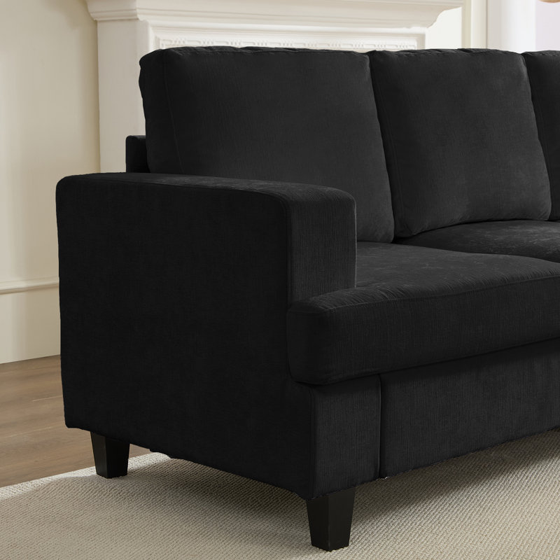 Canapé moderne à 3 places en chenille douce et rembourrée pour le salon, Gris foncé