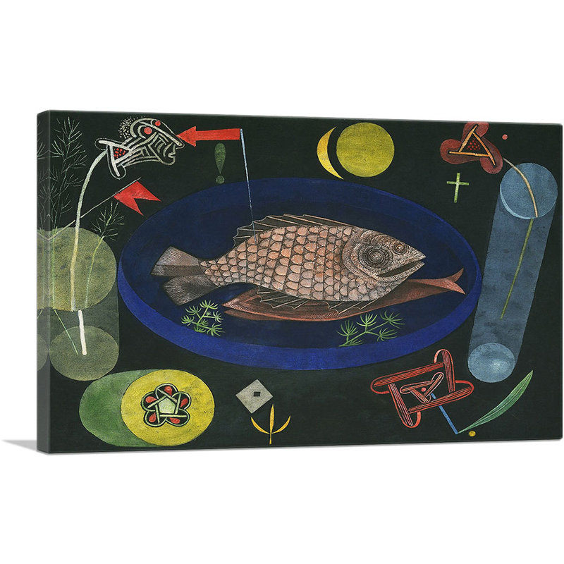 «Around the Fish 1926» par Paul Klee, reproduction d'art sur toile tendue, H 26 po x l 40 po x P 0,75 po