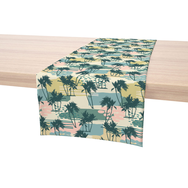 Table Runner, 100% Cotton, 16X108", Island Illustration, 108" L x 16" W