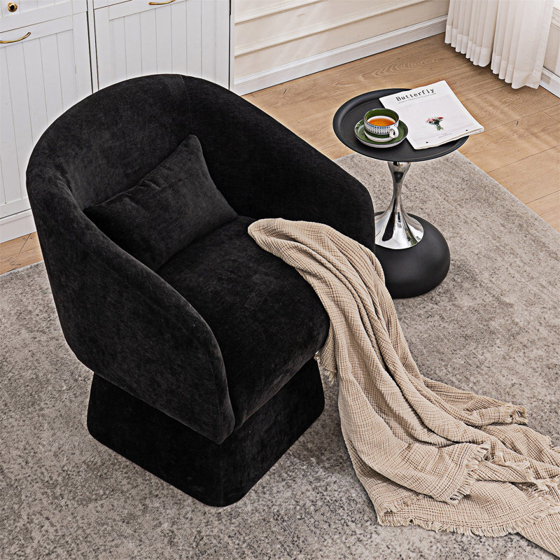 Fauteuil d'appoint pivotant rembourré, Noir