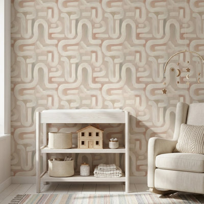 Papier peint à motif de labyrinthe doux abstrait et minimaliste moderne