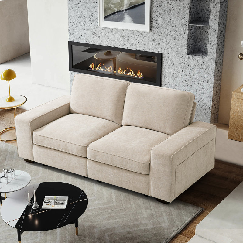 Modern Modular Sofa Oversized Couches 2/3/4 Seat Chenille Fabric With Usb/type-c Port, Seat Storage And Side Pocket, 2