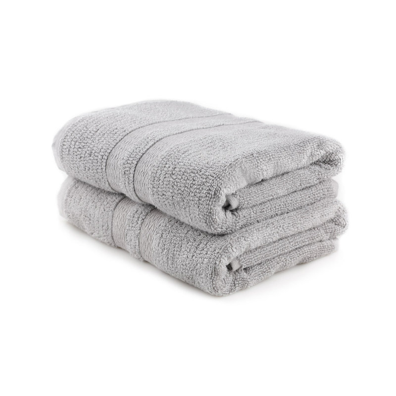 Soft Hand Towel Set (2 Pieces), Grey, 19.7 x 35.4 inches | 60% Bamboo, 40% Cotton, 16.2 oz/yd² | Machine Washable at 104°F | Highly Absorbent & Quick-Drying | Perfect for Bathroom, Spa, or Gym Use