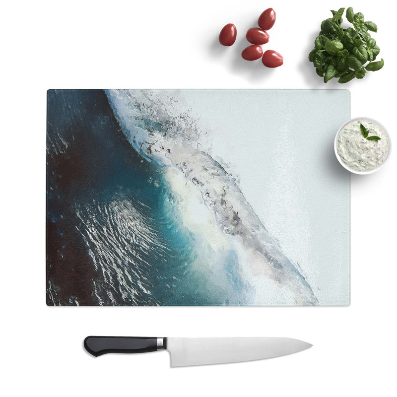 Tempered Glass Under the Wave in Abstract Chopping Board, 39 cm W x 28.5 cm L