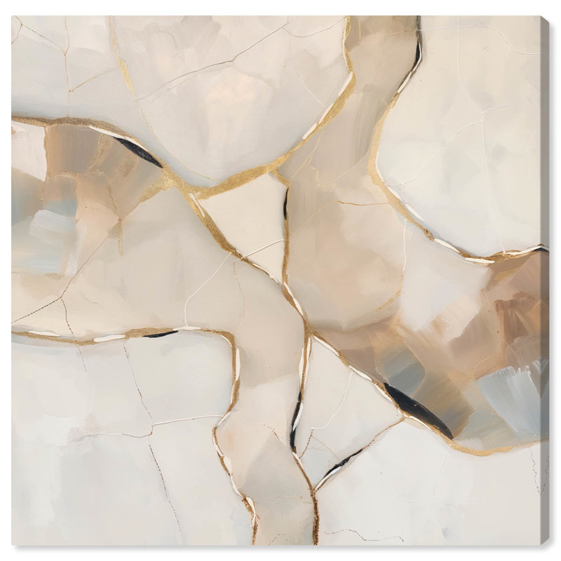 16" x 16" Abstract Gemstone Canvas Art in Porcelain White