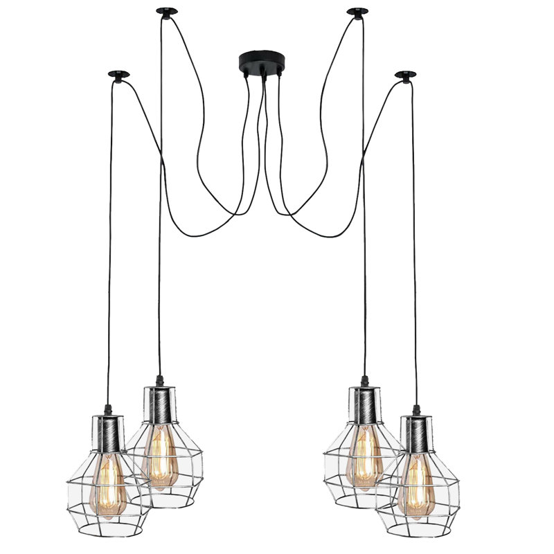 Corryn 4 - Light Cluster Pendant, Brushed Silver