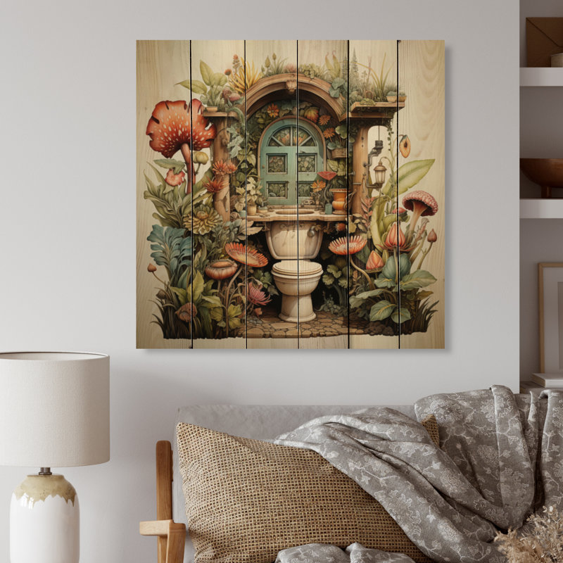 Toilette fantaisiste Jackelyne II, impression sur bois, H 15 po x l 15 po x P 0,78 po