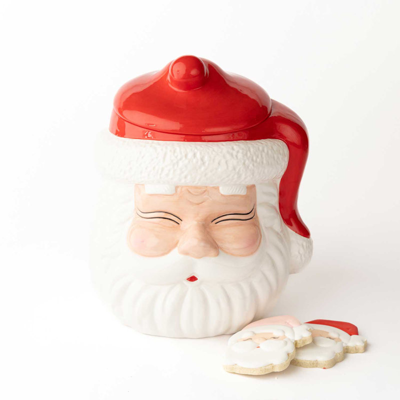 Pink Santa Cookie Jar, Red