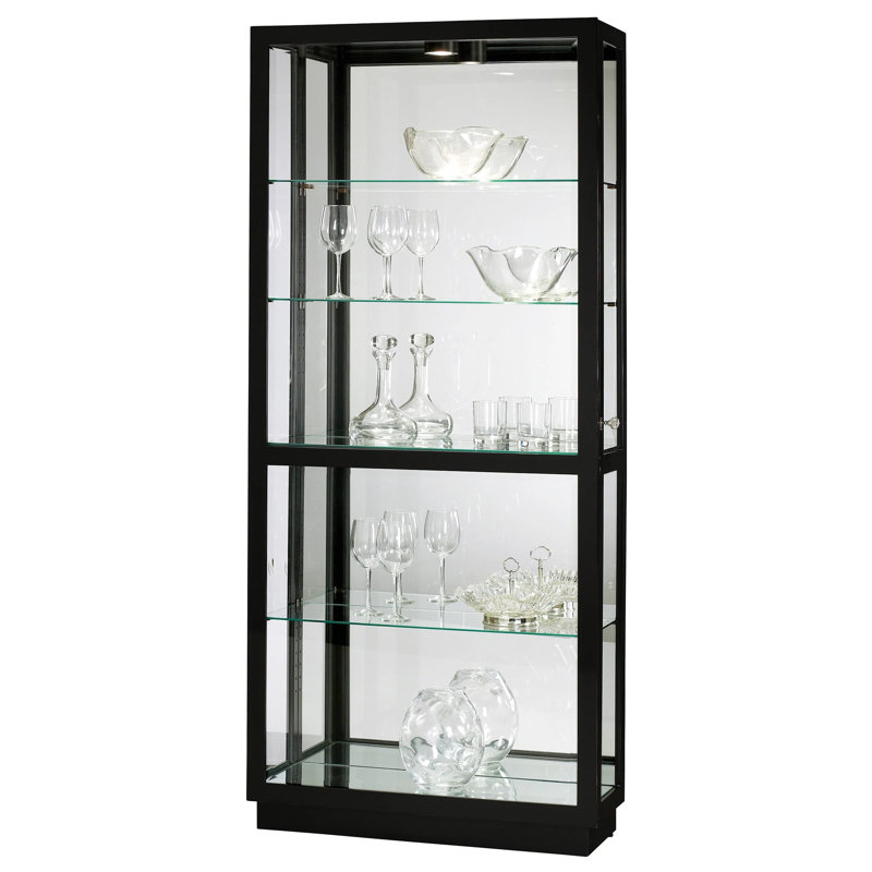 Jayden Lighted Curio Cabinet, Gloss Black