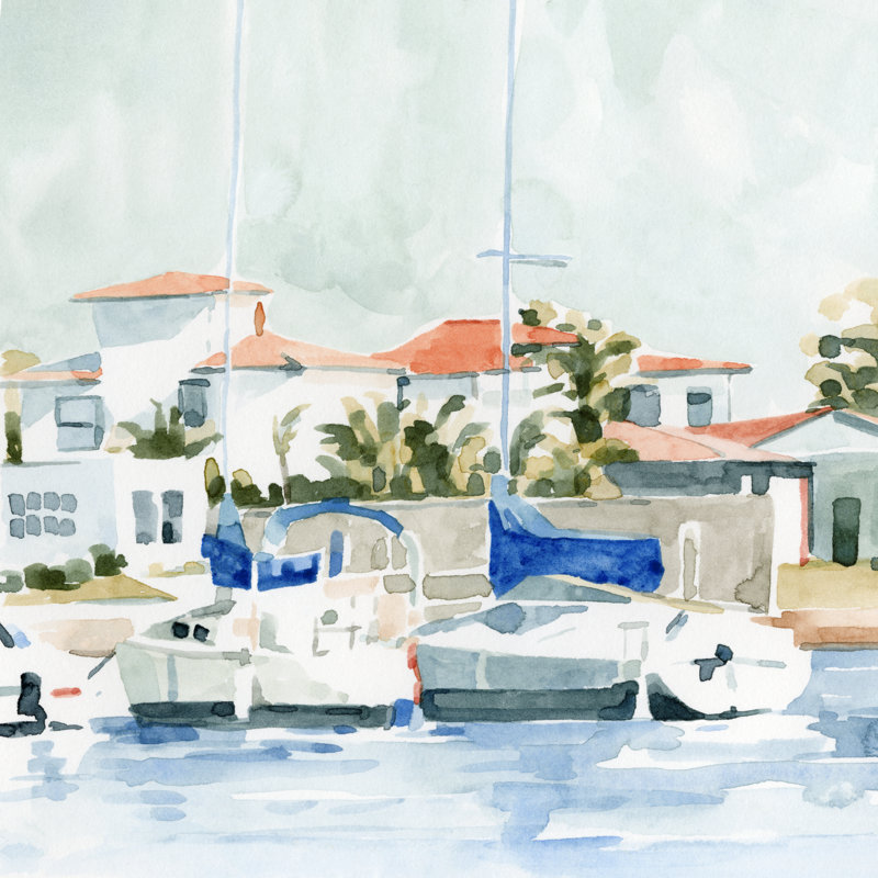 Beach Town Summer II by Emma Caroline - Wrapped Canvas Painting, 30cm H x 30cm W