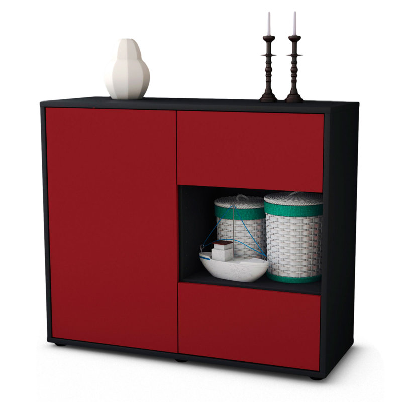 Quebec 92cm Sideboard, Anthracite/Red