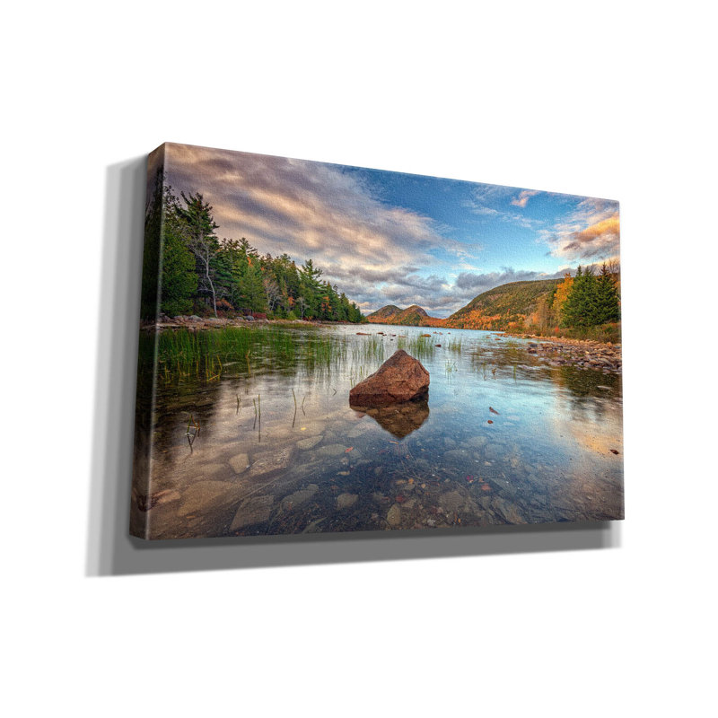 «Autumn Dusk At Jordan Pond» par Rick Berk, art mural sur toile, H 40 po x l 60 po x P 1,5 po