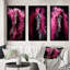 «Black Pink Horse Vibrant Equine», 3 pièces sur toile-891405881-891405880