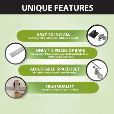 Brushed Nickel Color Bi-Folding Sliding Barn Door Hardware Top Mount Four Doors Kit - T-shape Design Roller (Doors Not Included)