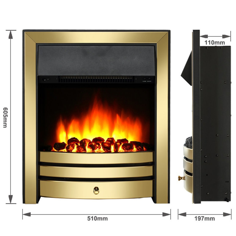 Castleton Fires & Fireplaces 110cm W Electric Fireplace with 6824.28 BTU, White/Grey/Black