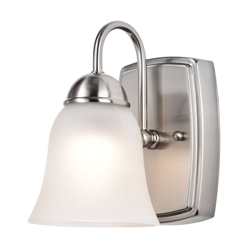 Elegant Alabaster Glass Vanity Sconce in Brushed Nickel, Dimmable