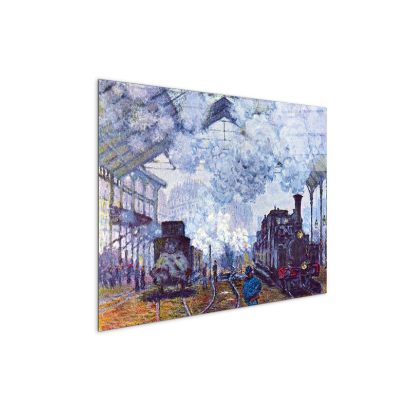 Saint Lazare station in Paris, arrival of a train by Monet Claude 57cm H X 76cm W CrystalArt Material Acrylic Glass Effect, Frameless Panel Lightweight Ready to Hang