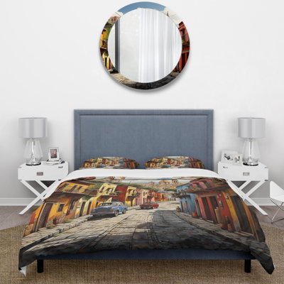 Mexico Mexico Fiesta City III - Ensemble de housse de couette paysages - Microfibre de polyester