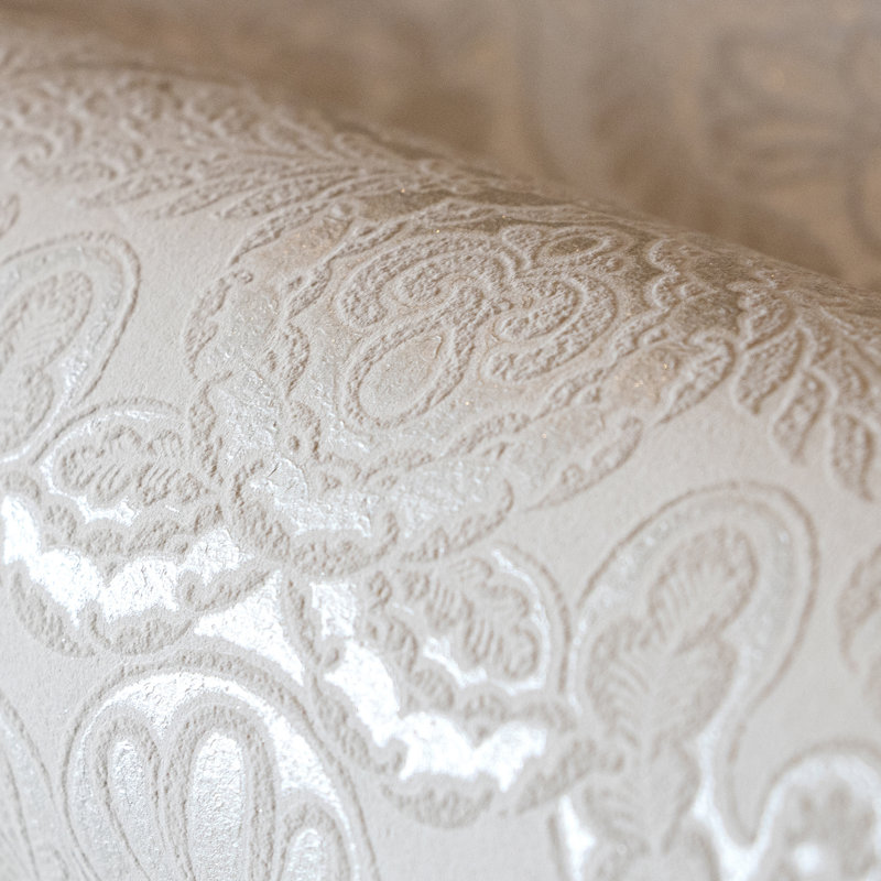 Adonea Ares 3D Embossed Metallic 33' L x 21" W Wallpaper Roll, Antique White