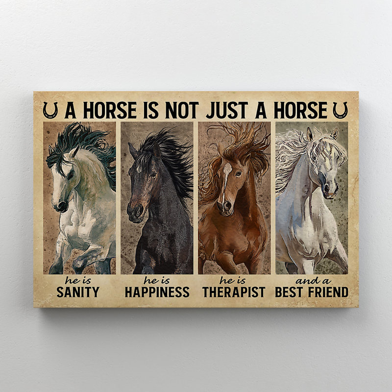 Quatre chevaux sacrés, impression sur toile tendue, H 11 po x l 14 po x P 2 po