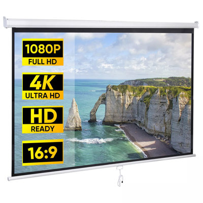 Écran de projection manuel 80 pouces 80 pouces 16: 9 HD 4K Projector