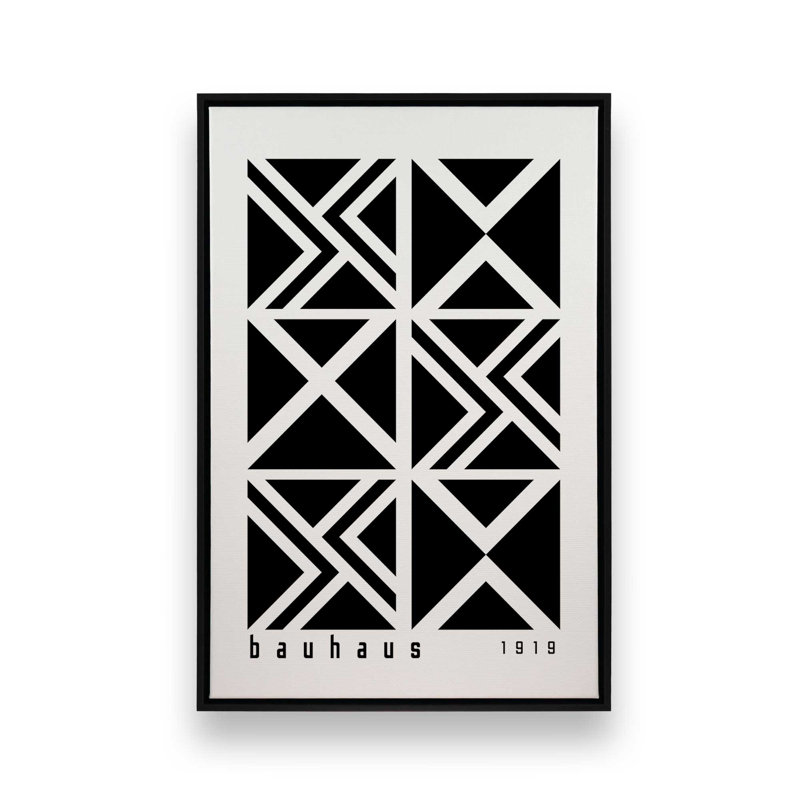 Triangle Bauhaus Grid Canvas Print, Satin Black Floater Framed, 18.75" H x 12.75" W x 1.75" D