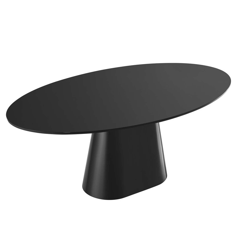 Black High Gloss Oval Dining Table for Six