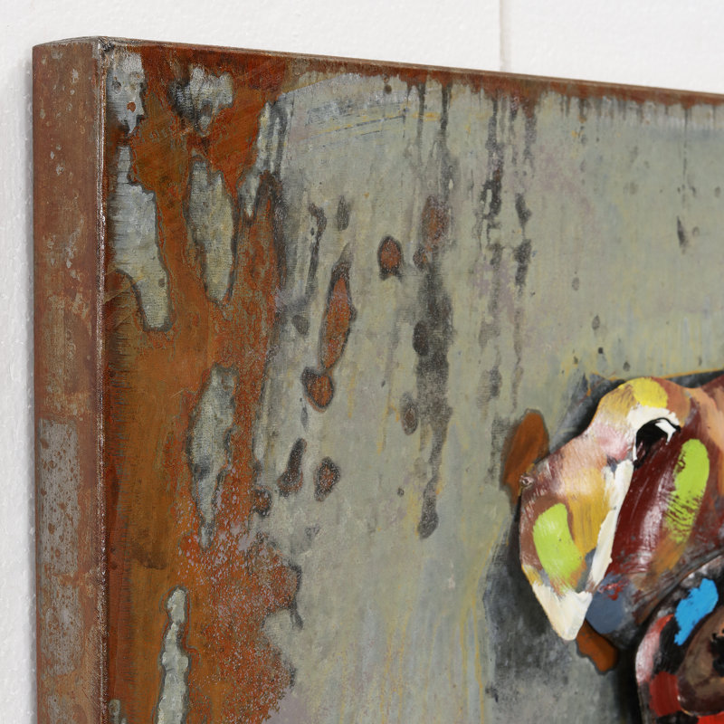 « dog on ragement », impression sur métal