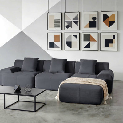 113" Modern L-Shaped Modular Sectional Sofa