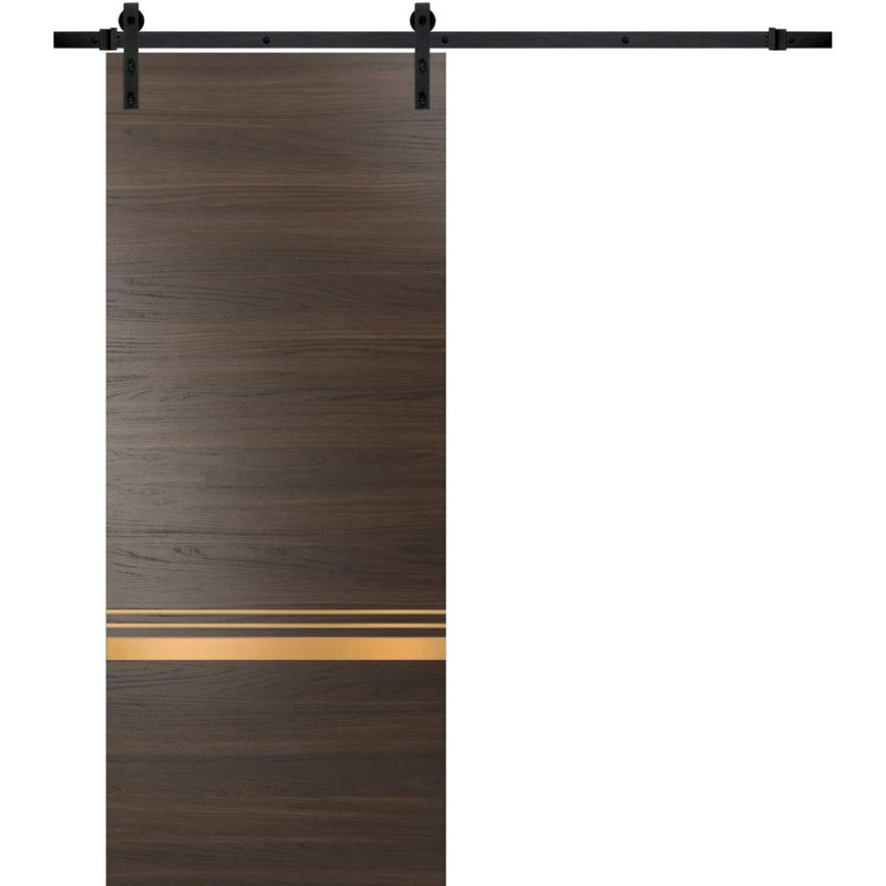 Porte de grange en bois manufacturé massif 2010, Chocolat cendré / noir, 32 po x 80 po