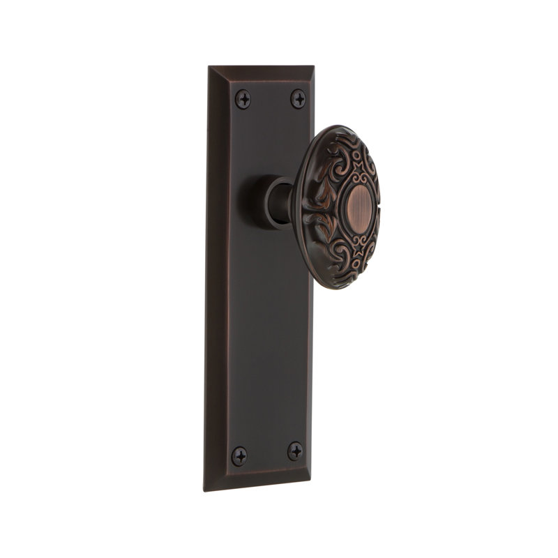 Plaque avec bouton de porte victorien New York, Bronze intemporel