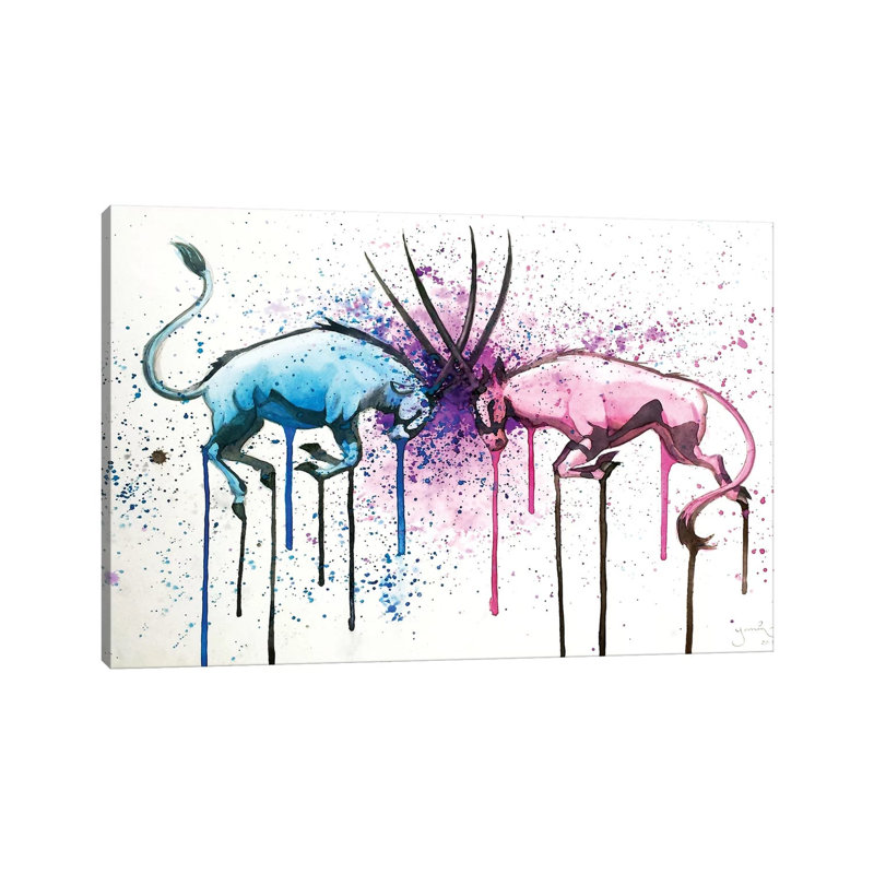 «Oryx Fight» par Yanin Ruibal, reproduction d'art sur toile tendue, H 8 po x l 12 po x P 0,75 po