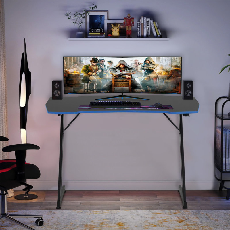 Bureau d'ordinateur, Bleu / noir, H 29,55 po x l 47,28 po x P 23,64 po
