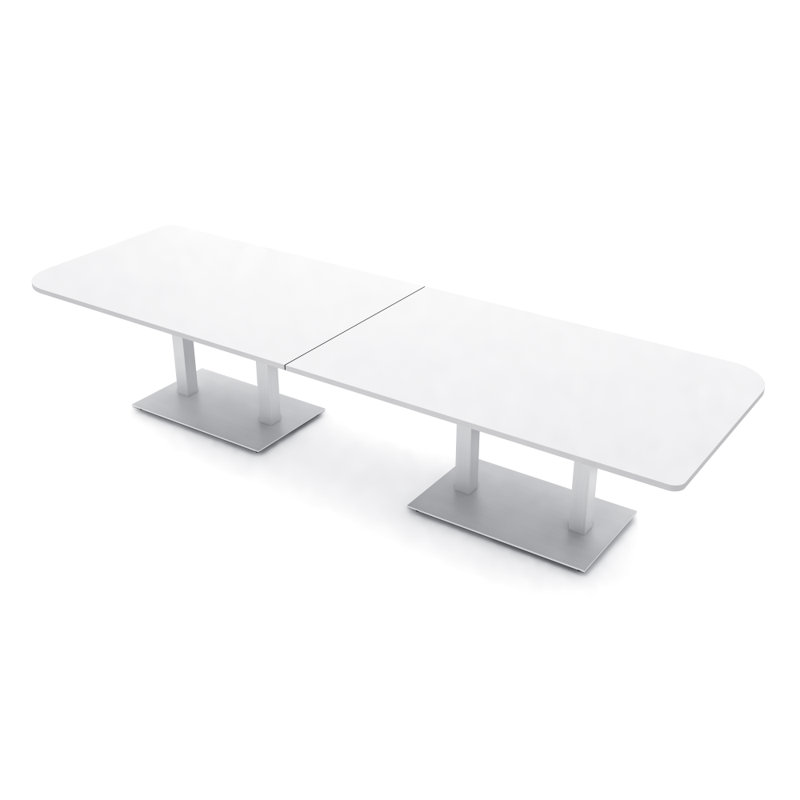 Table de conférence Ogren Duo, L 120 po x l 48 po, Blanc classique, Argent argent