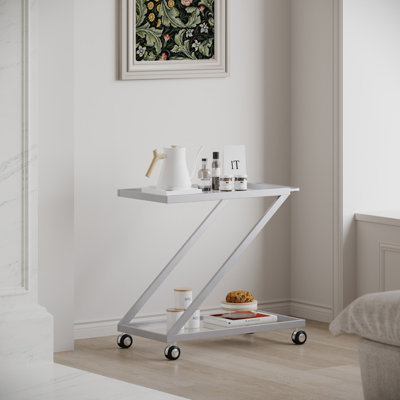 Chariot-bar avec plateau en verre et métal