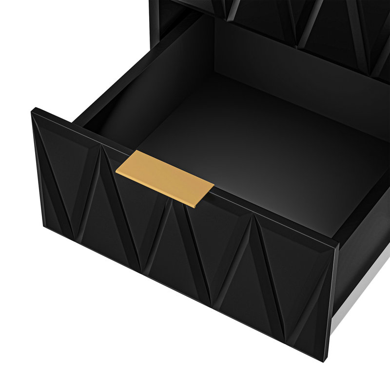 Garlington 21.46'' Tall 2 - Drawer Nightstand Set of 2, Black