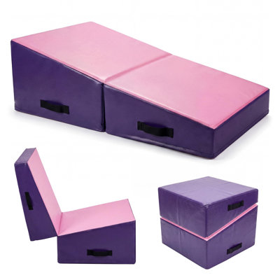Incline Gymnastics Cheese Mat 47x23x13in, Foldable Tumbling Backbend Trainer with High-Density Foam & Waterproof Cover