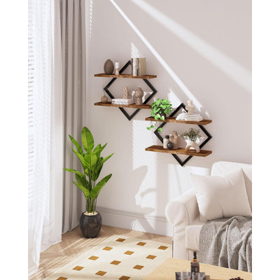 Floating Shelves, Set of 2 Wall Shelves, 2-Tier Hanging Shelves, Wall Shelf Set of 2