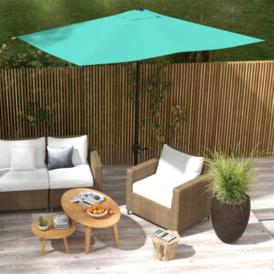 Parasol de marché d'extérieur de 6,5 pi x 10 pi avec manivelle et inclinaison à bouton-poussoir Outsunny